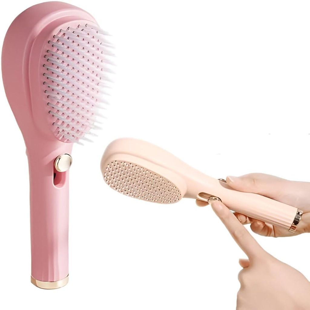 Lifeori 2-in-1 Self-Cleaning Hair Brush with Scalp Massager | Anti-Static Detangling Massage Comb for Women, Men & Kids (Multicolour)