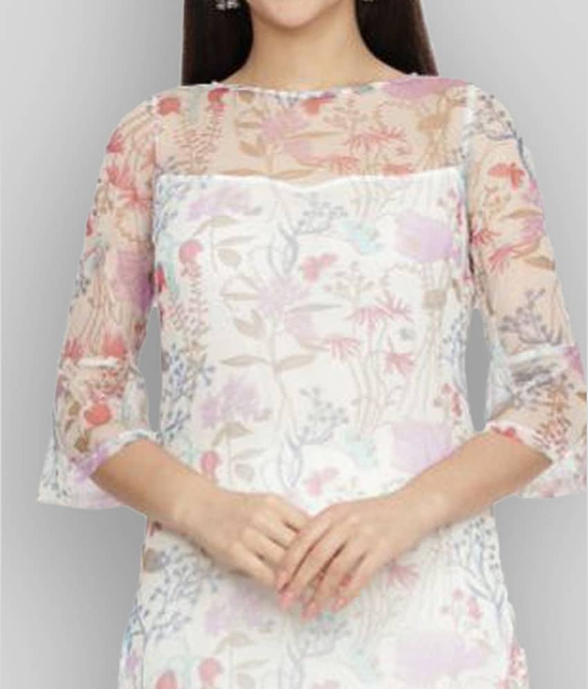 NUEVOSDAMAS - White Polyester Women's Straight Kurti ( Pack of 1 ) view 2
