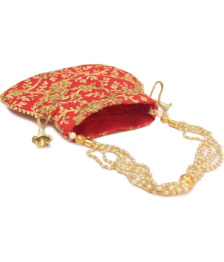 Bulbul Red Silk Potli view 2