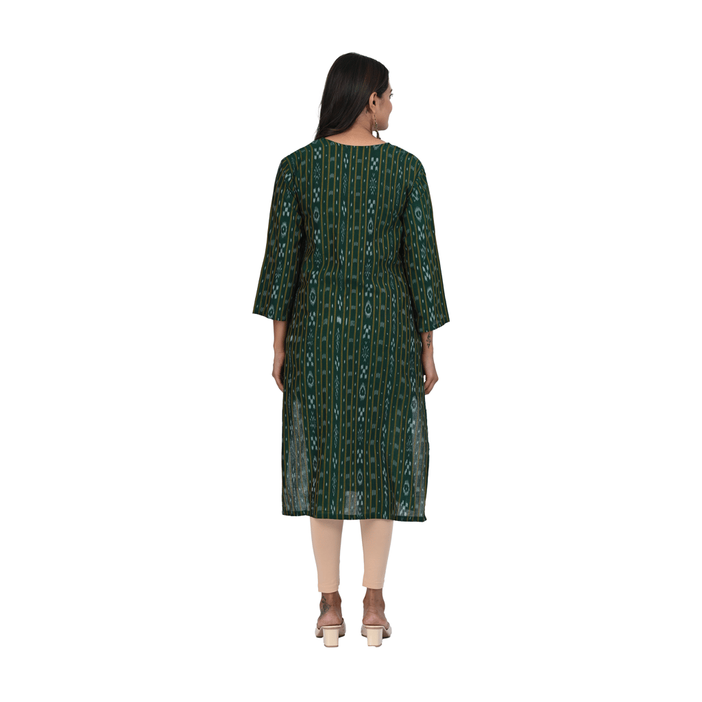GUENDICHA HAAT Sambalpuri Certified Handloom Women's Pure Cotton Kurta view 2