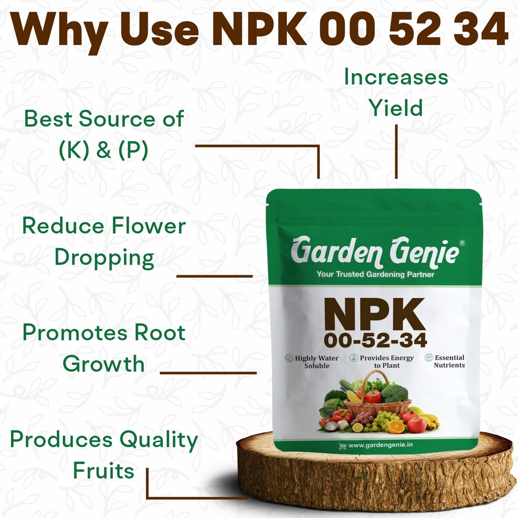 Garden Genie MKP (Mono Potassium Phosphate) NPK 00 52 34 Fertilizers for Plants, Garden & All Crops 800 Gm | Water Soluble Foliar Spray Nutrition view 2