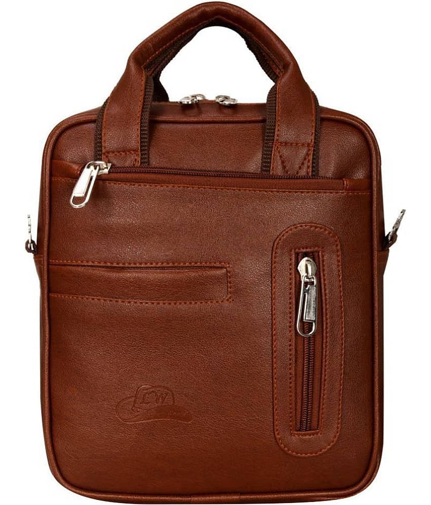 Leather World - Brown Solid Messenger Bags view 2