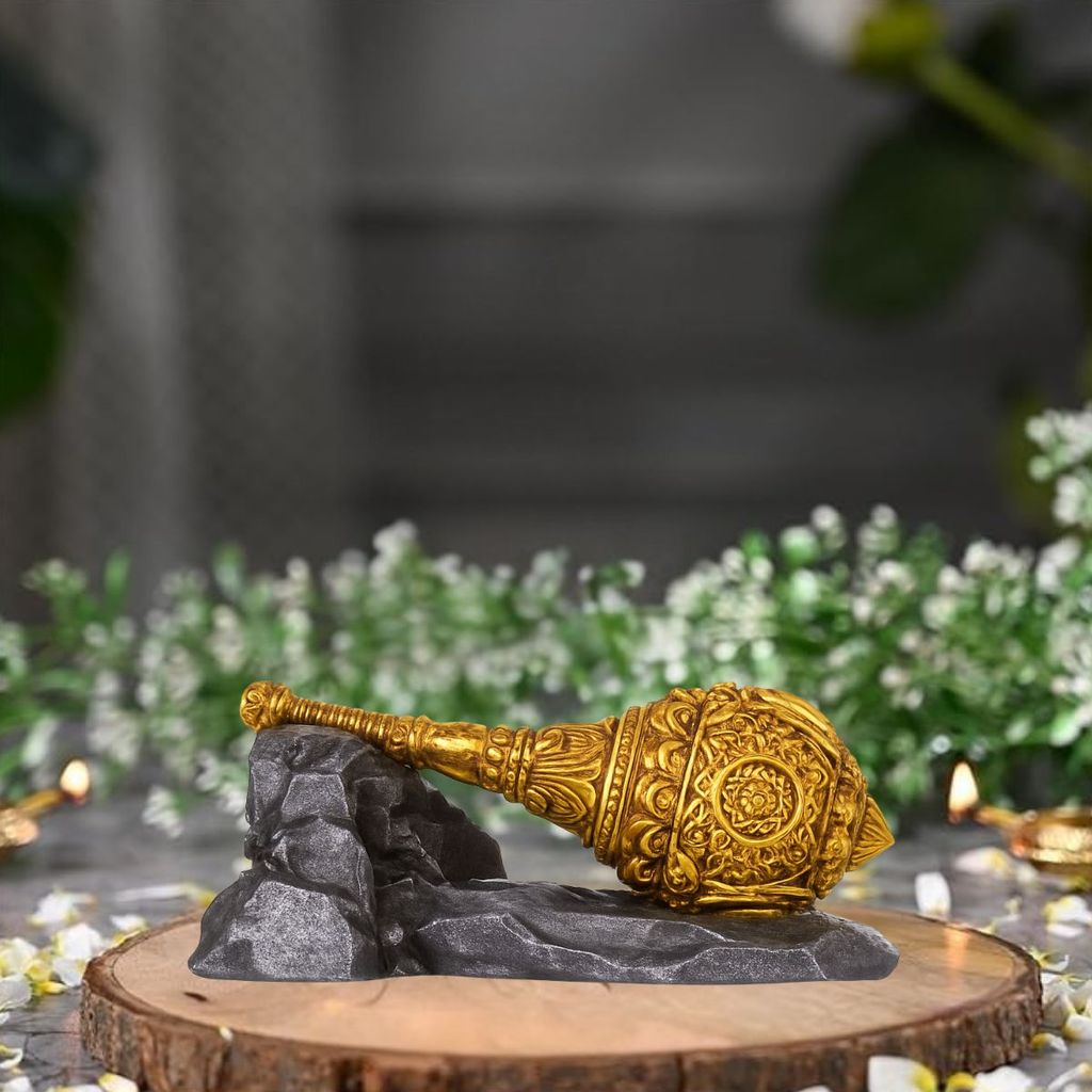 Tiny Shiny Hanuman Ji Gada Bajrang Bali Resin Idol – Decorative Statue for Pooja Room, Home, Office & Living Room | Spiritual Blessing Figurine | Table & Interior Decor Gift view 2