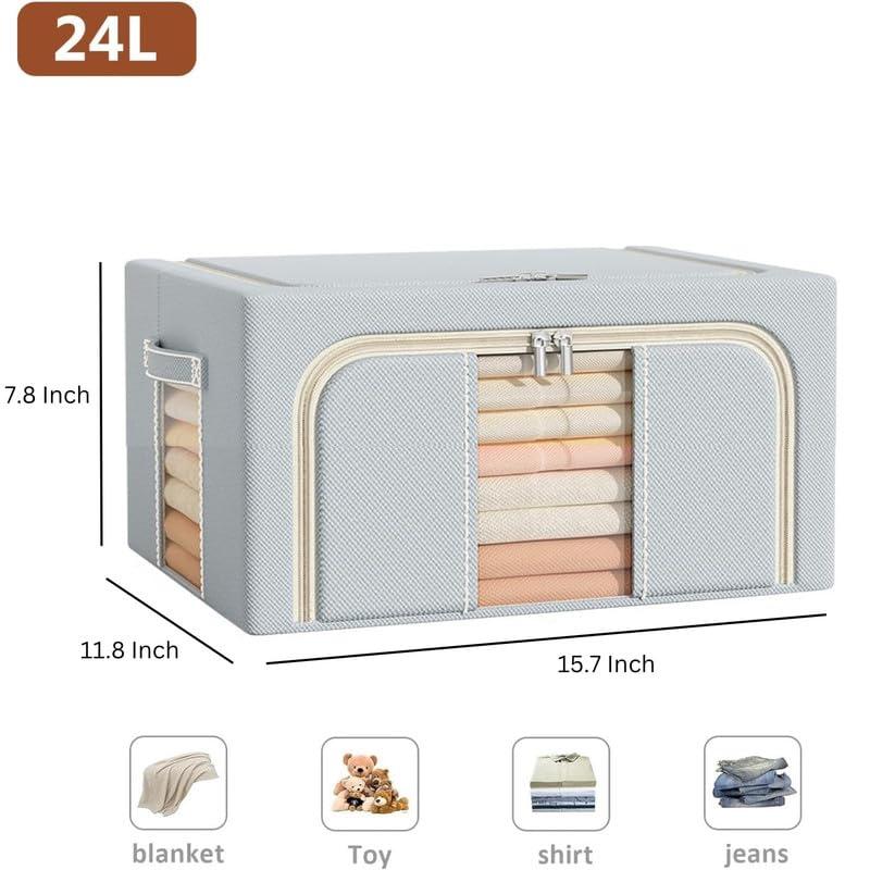 Panchhi Store Organisers Storage Box for Clothes 24 Liter Capacity Wardrobe Organizer for Clothes Oxford Fabric Storage Organizer Foldable Steel Frame with Zipper view 2