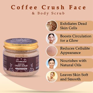 FreshLuxe Coffee Crush for Exfoliation and De-Tan Body Face Scrub with Walnut Powder 140gm view 2