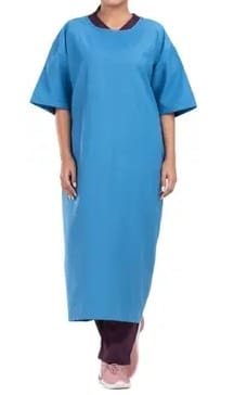 Unisex Patient Gown Back Open Tie Type Ideal only for Patients Sky Blue Gown Hospital Scrub (Free Size)