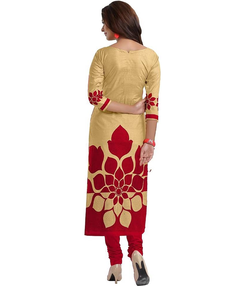 Reya Beige Crepe Dress Material view 2