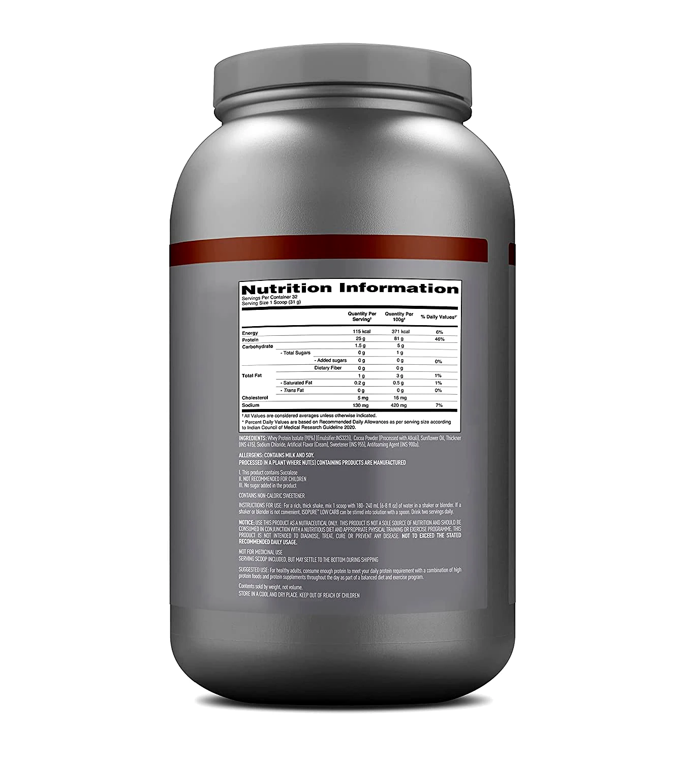 Nature's Best ISO PURE Whey Protein (Flavour - DUTCH CHOCOLATE) by Total Sporting And Fitness Solutions Pvt Ltd view 2