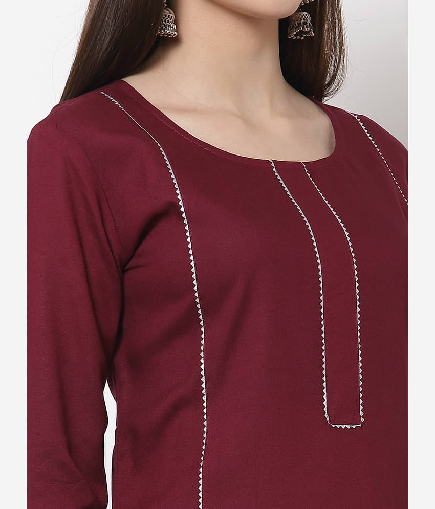 HISHAM - Wine Straight Rayon Women's Stitched Salwar Suit ( Pack of 1 ) view 2