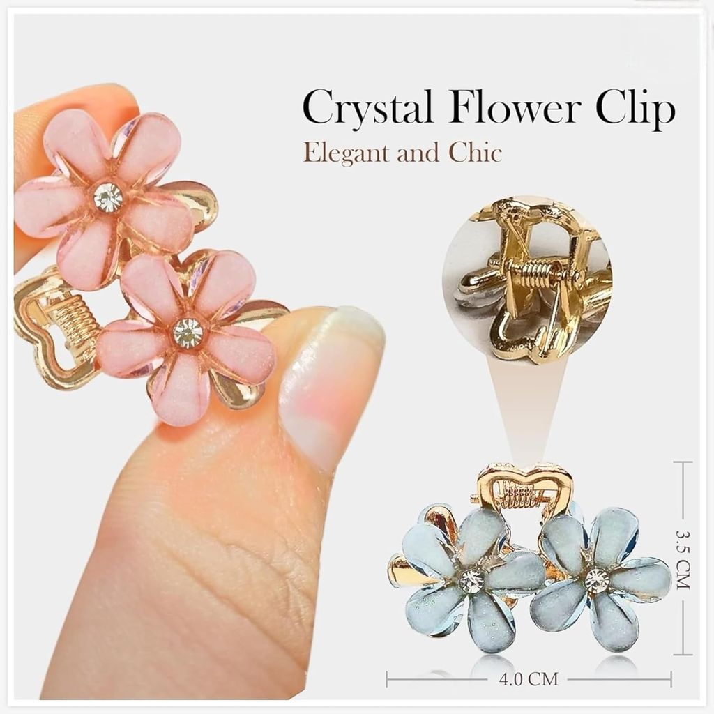 3 Pieces Elegant Crystal Flower Hair Claw view 2
