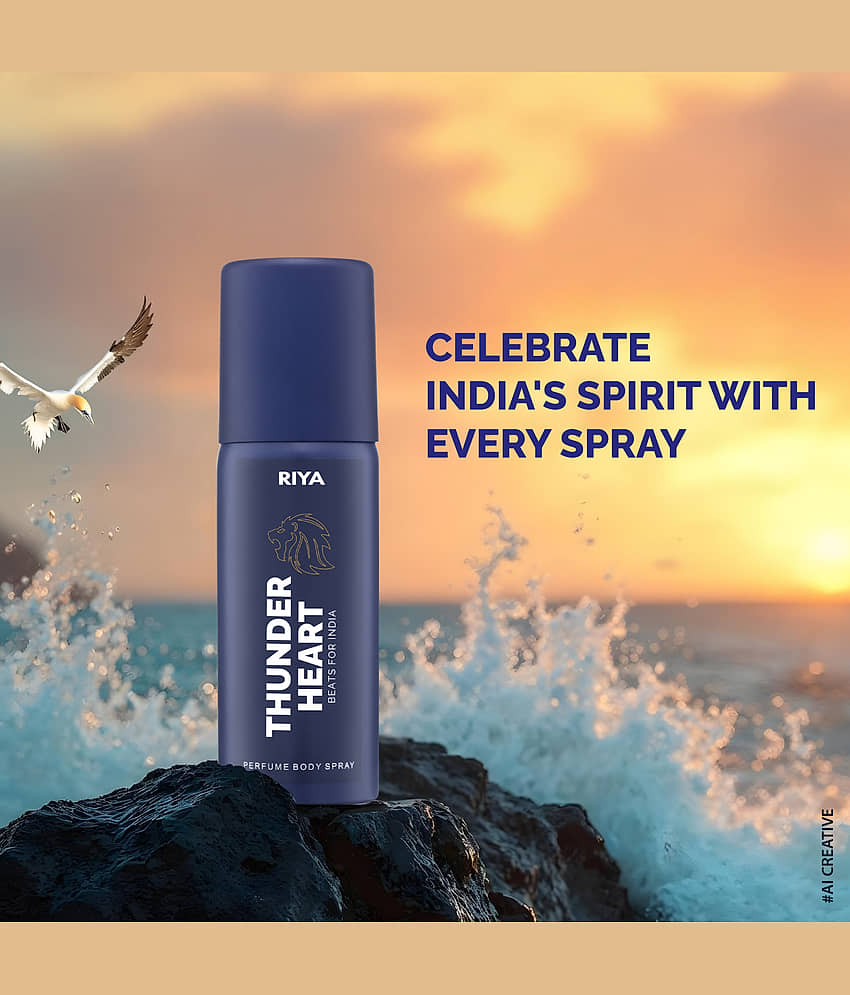 Riya Thunderheart Blue and White 40 ml Each Deodorant Spray for Men 320 ml ( Pack of 8 ) view 2