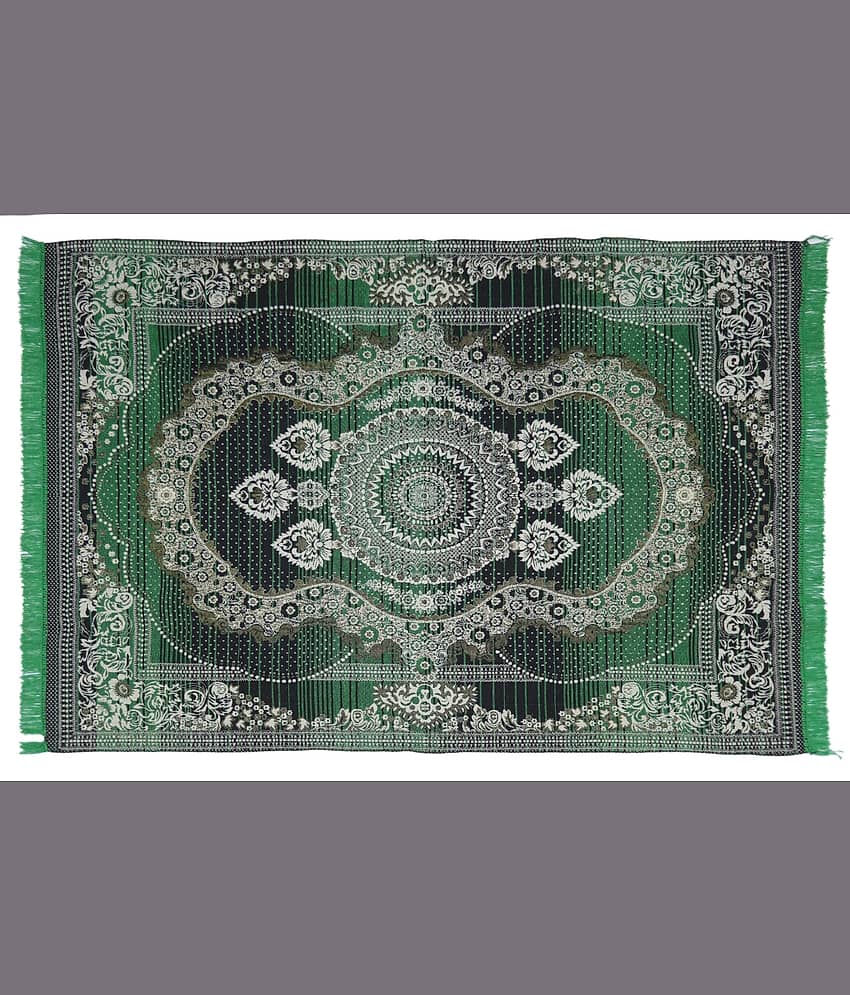 Valtellina Green Velvet Carpet Floral 4x7 Ft view 2