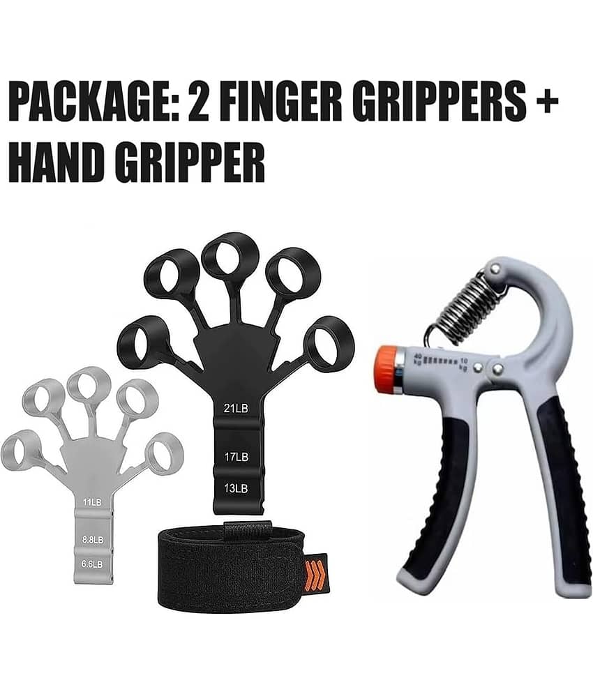 PRO365 Combo of 1 Adjustable Hand Gripper and 2 Finger Gripper Multi Tension 6 Months Warranty Strengthener for Gym Workout Hand Exercise Equipment view 2