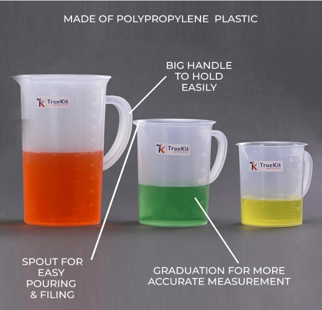 TRUEKIT Transparent Plastic Measuring Jug with Graduation Marks. (250ml+500ml+1000ml) (Pack of 3) view 2