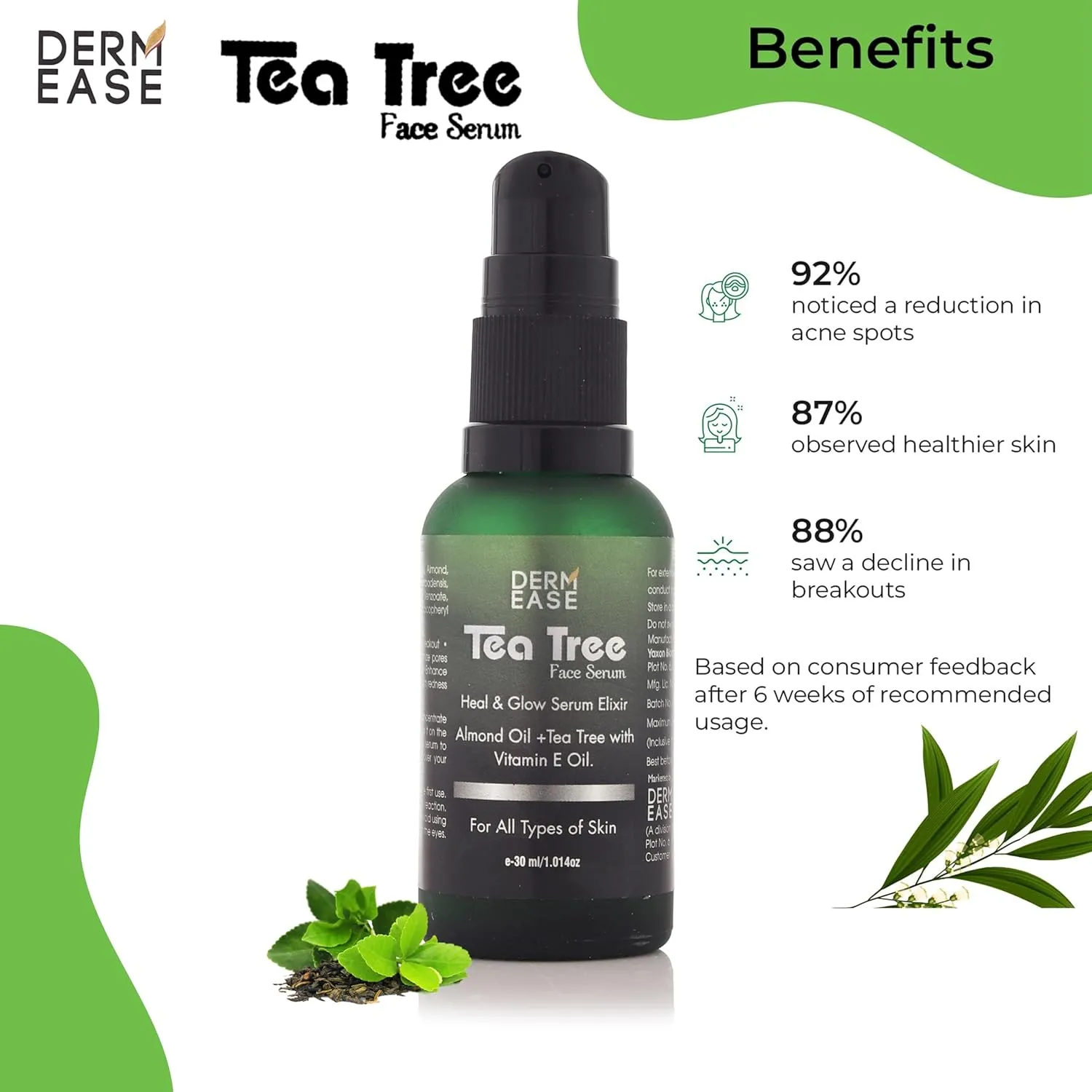 Dermease Tea Tree Face Serum for Pimples and Clear Skin view 2