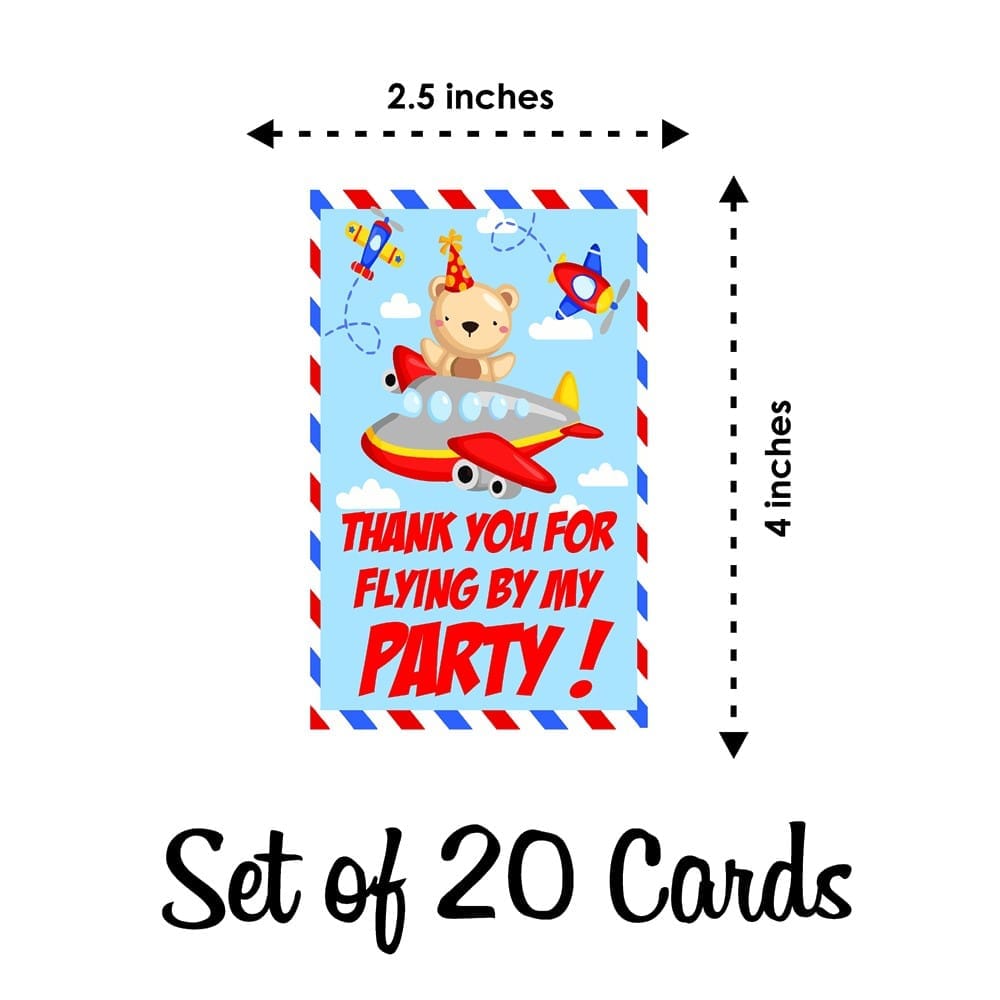 Balloonistics Aeroplane Theme Thank You Tags Thank u Cards for Return Gifts Pack of 20 view 2