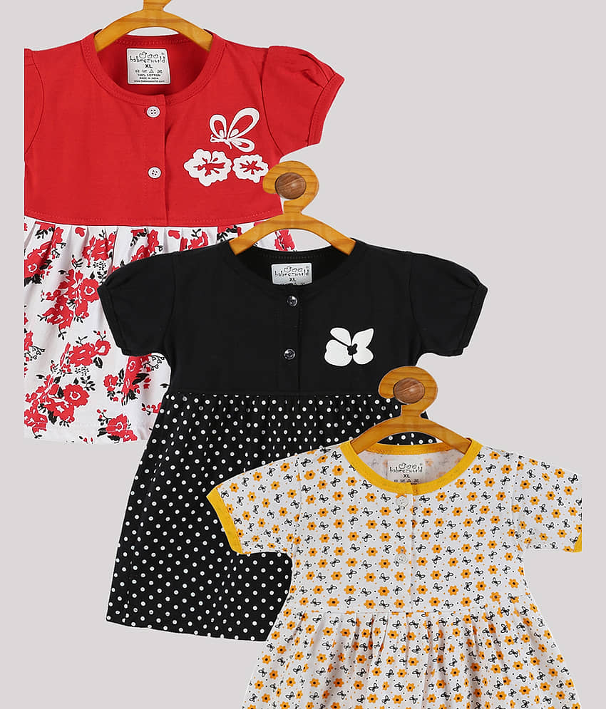 Babeezworld Pack of 3 Baby Girls Cotton Frock ( Multi ) view 2