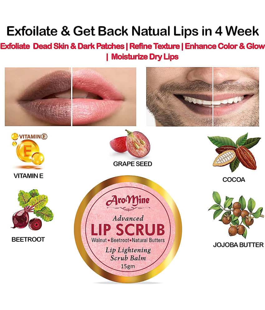 Aromine Lip Scrub Balm Lightening and Brightening Dark Lips For Men Lip Balm Lip Balm red Red SPF 2 15