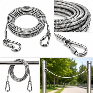 Wall Mounted Clothes Drying Wire in 304 Stainless Steel with 2 Hooks and Fittings