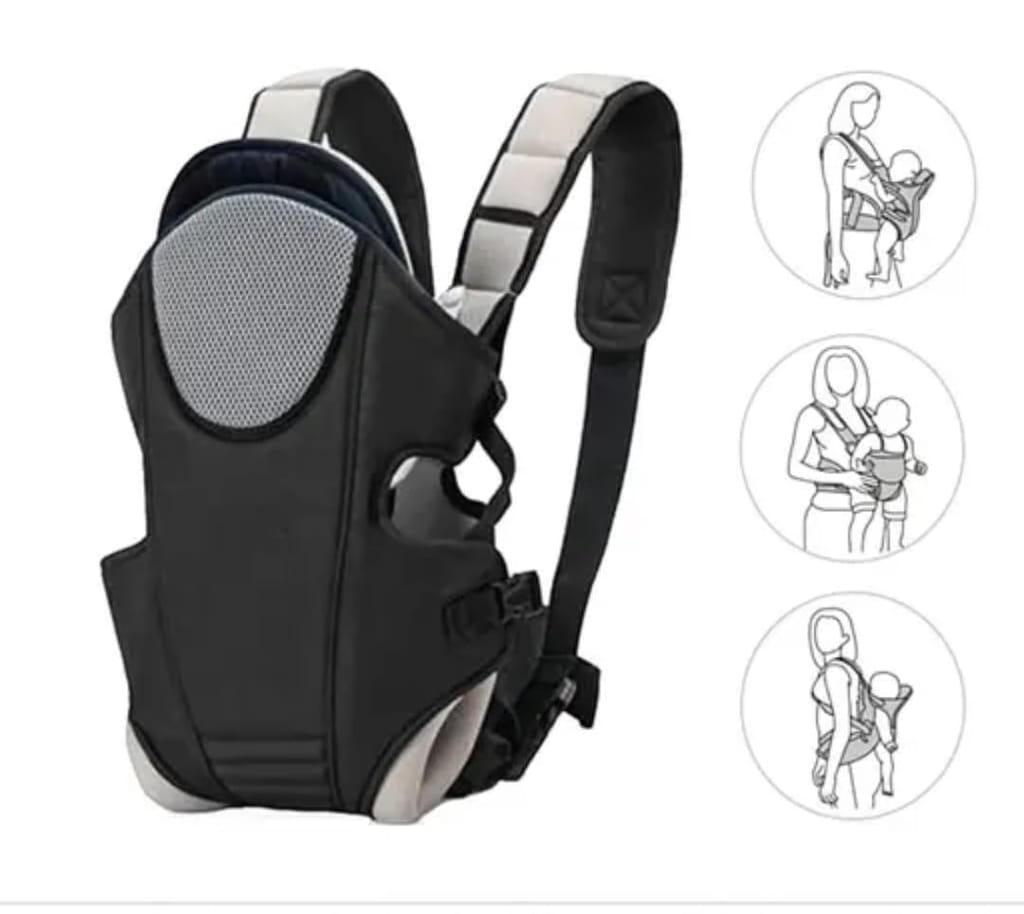 Breathable Black 2-in-1 Baby Carrier – Soft Mesh Support & Adjustable Straps view 2