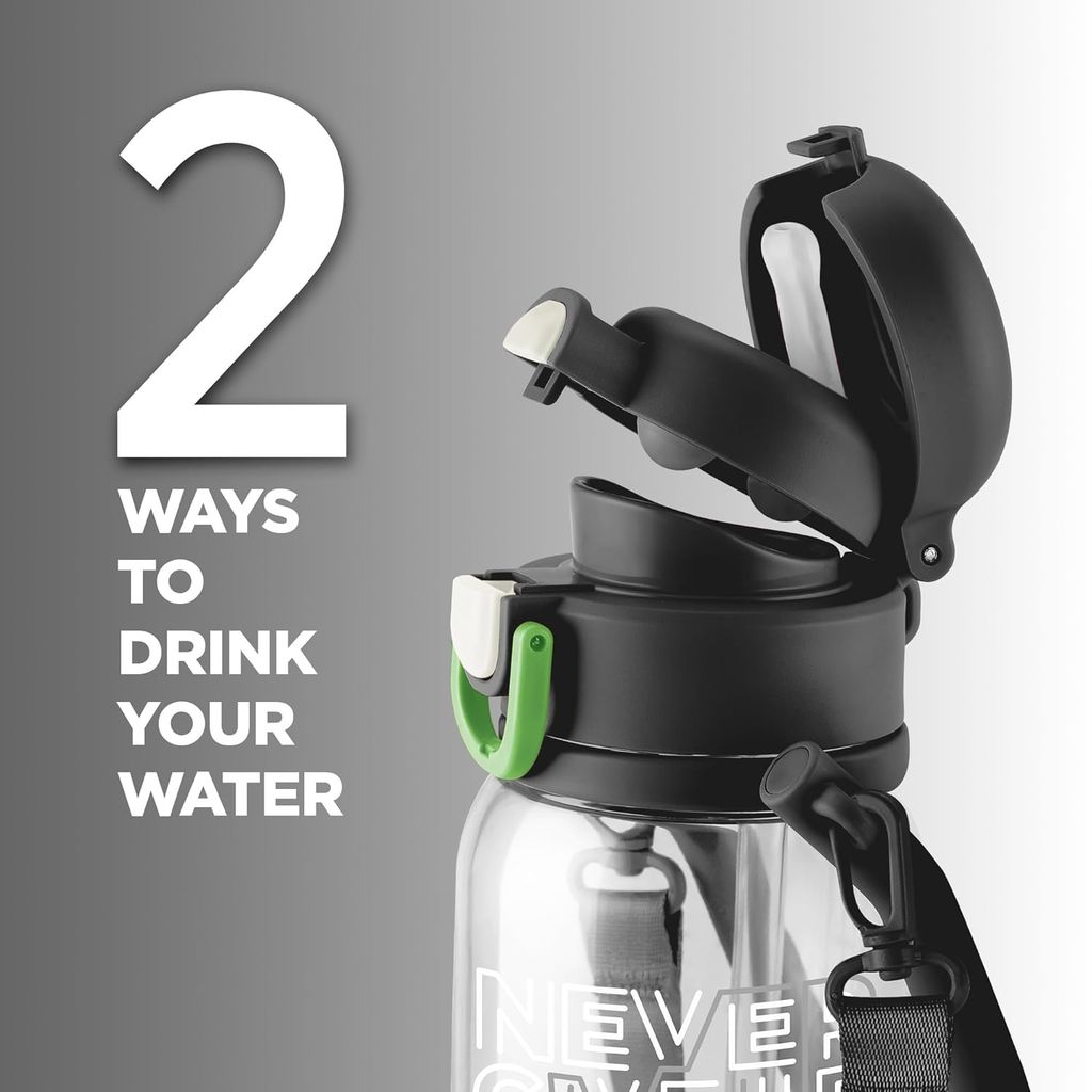 MILTON Regan 1000 2-in-1 Lid Sip or Gulp Water Bottle 1 ltr | Sturdy Handle And Strap | BPA Free| Food-Grade | One-Touch Open | Leak-Proof | Ideal for Office, School, College, Gym view 2