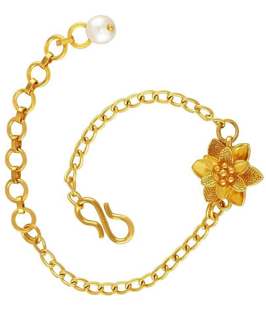 Modern One Gram Gold Plated Floral Adjustable Charm Bracelet for Girls and Women view 2