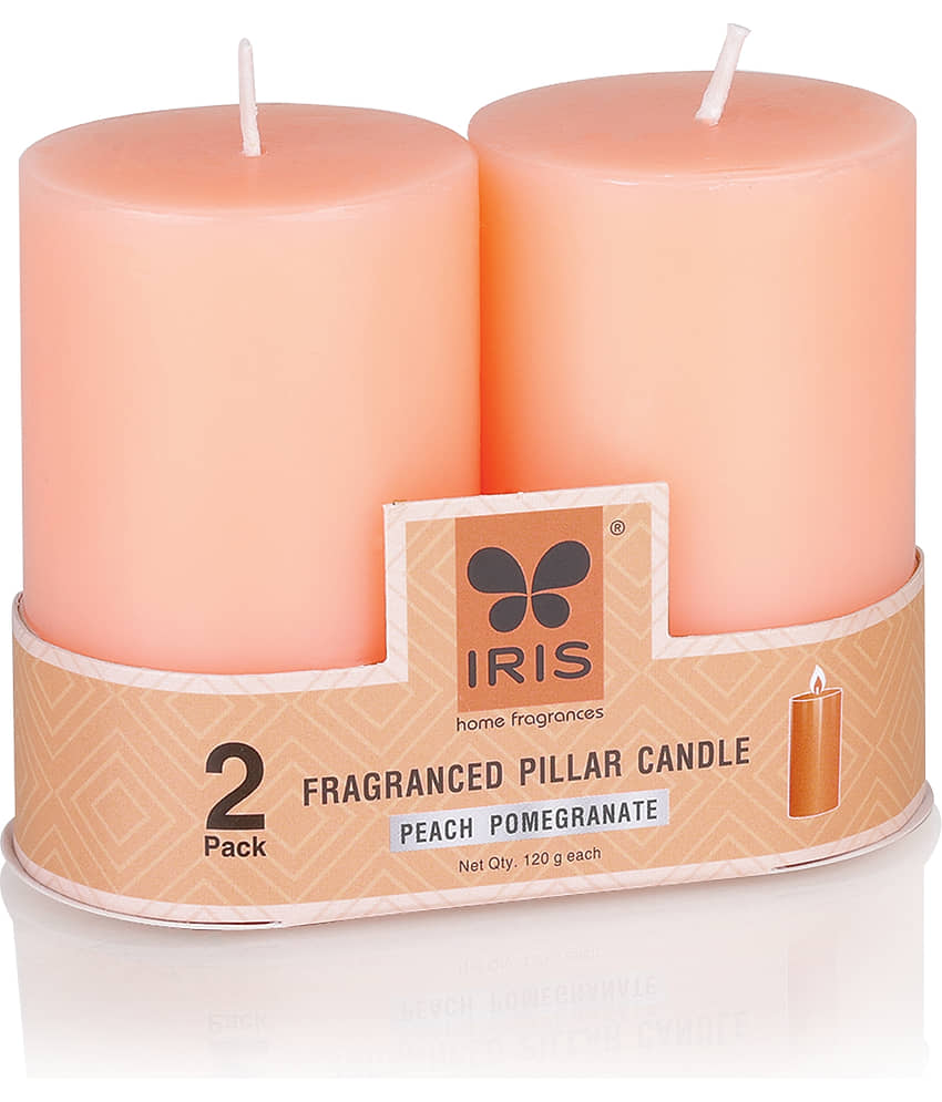 Iris Home Fragrances Beige Pomegranate Pillar Candle 7.6 cm ( Pack of 2 ) view 2