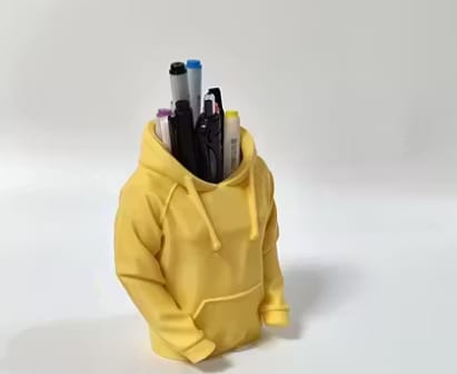 Yellow Hoodie Shape Desk Organizer Pen Holder view 2