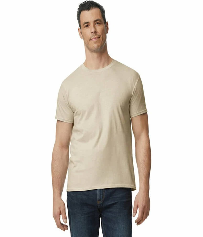 Gildan Cotton Regular Fit Solid Half Sleeves Men's Round T-Shirt - Light Pink ( Pack of 1 )