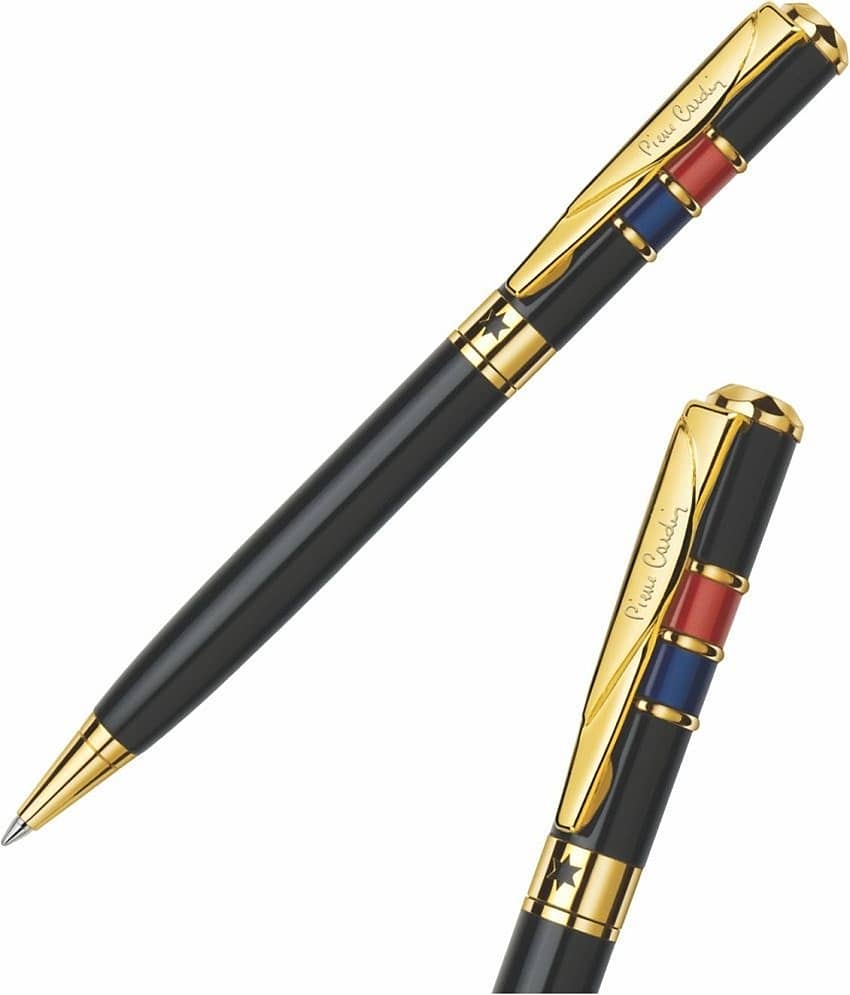 Pierre Cardin Lamor Premium Metal Ball Pen With Twist Mechanism Black Lacquer Finish Body With Elegant Golden Clip view 2