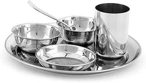 Krishna Gold Stainless Steel Dinner Set of 42 pc/dulhan/kanyadan for Gift with Laser Design view 2