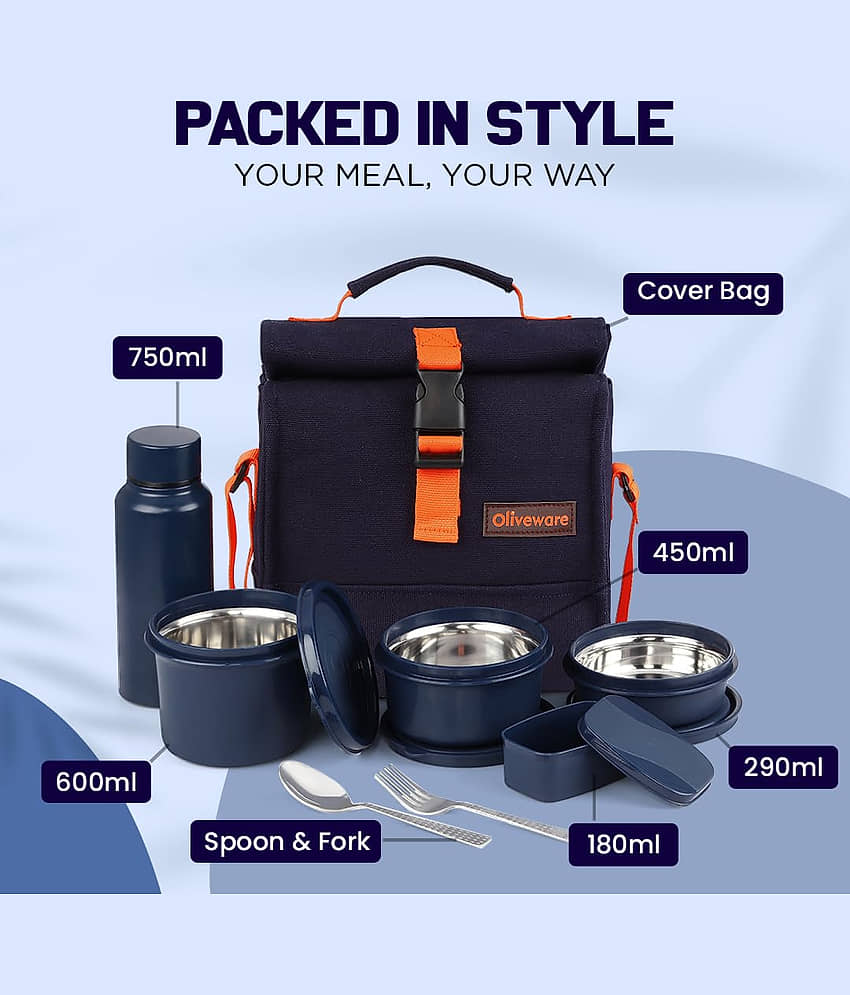 Oliveware Magma Stainless Steel Lunch Box 3 - Container ( Pack of 1 ) view 2