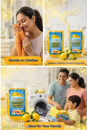 Mr and Mrs sunshine detergent liquid Pouch, Pack of 3, 500ml+500ml+500ml view 2