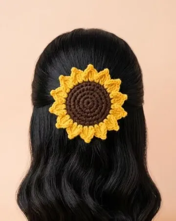 Handmade Crochet Sunflower Hair Rubber band for Girls & Women