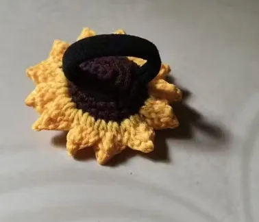 Handmade Crochet Sunflower Hair Rubber band for Girls & Women view 2