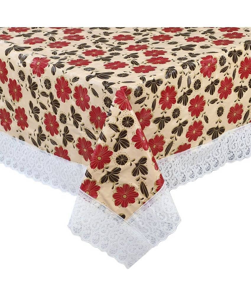 Printed PVC 6 Seater Rectangle Table Cover ( 228 x 152 ) cm Pack of 1 Beige view 2