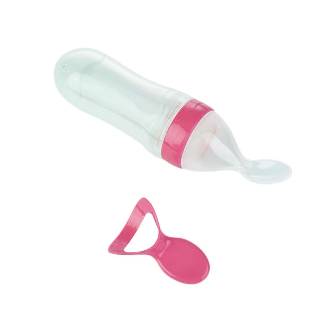 BPA-Free Baby Feeding Bottle with Soft Silicone Spoon – 120ml, Leak-Proof, Squeeze Feeding for Cereal, Puree & Semi-Solid Food view 2