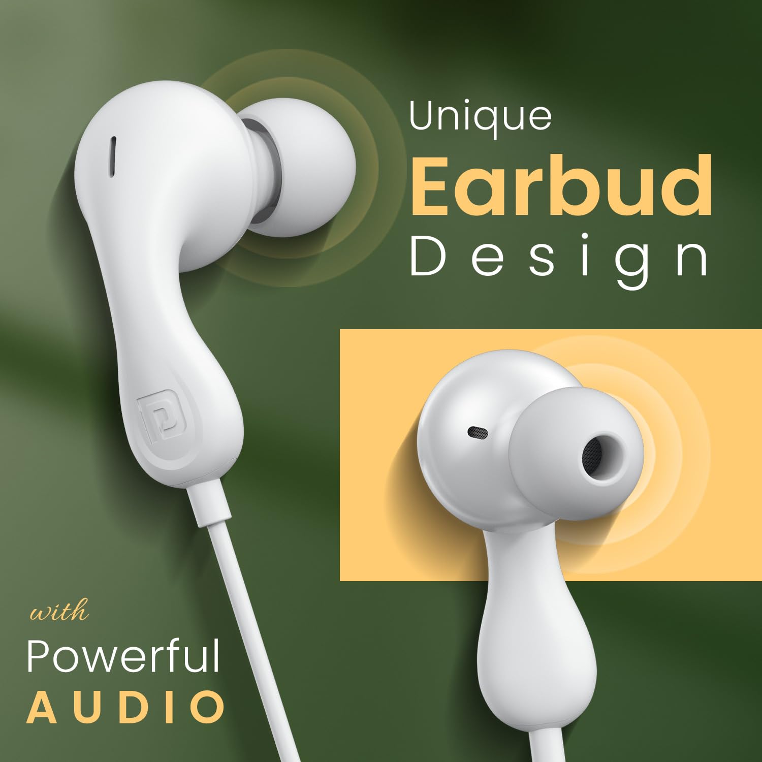 Portronics Conch Kappa C in Ear Type C Wired Earphones with In Line HD Mic, Powerful Audio, 14.2mm Dynamic Driver, Unique Earbuds Design,TPE Anti Tangle Wire,In line Controls,Wide Compatibility(White) view 2