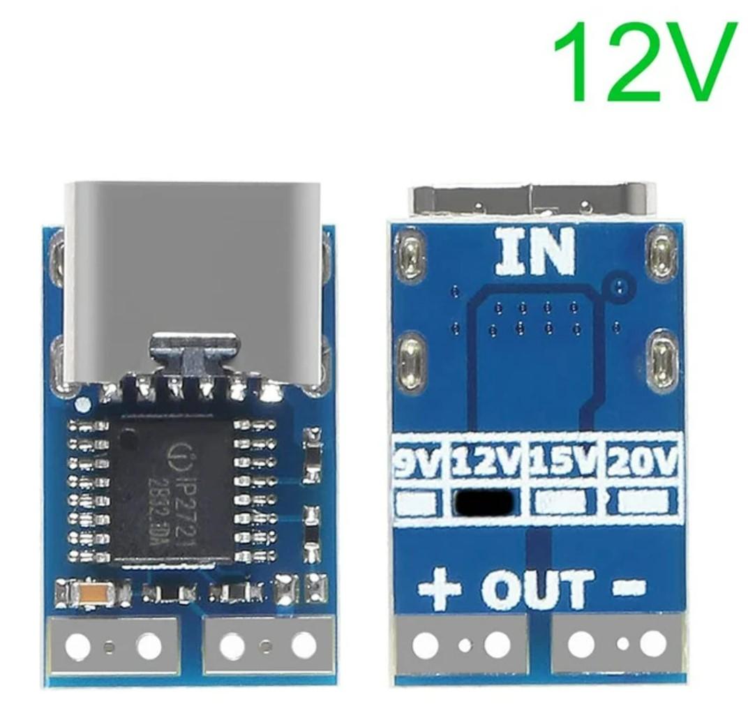 WalkOnAir USB C PD DC Fixed Voltage Power Trigger Decoy Module PDC004 - IP2721 Type C 12V. view 2