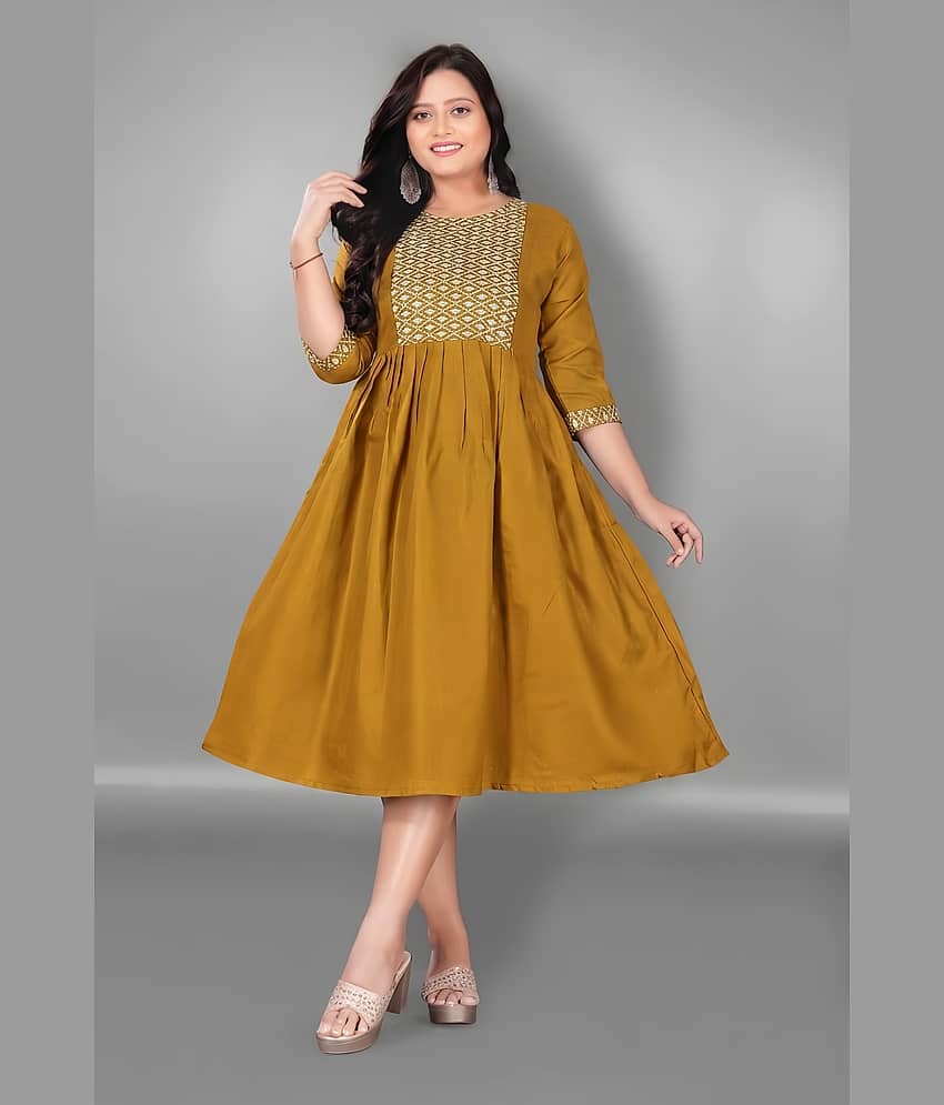 Hetsa Women Cotton Blend Embroidered Anarkali Kurti ( Multicolor ) view 2