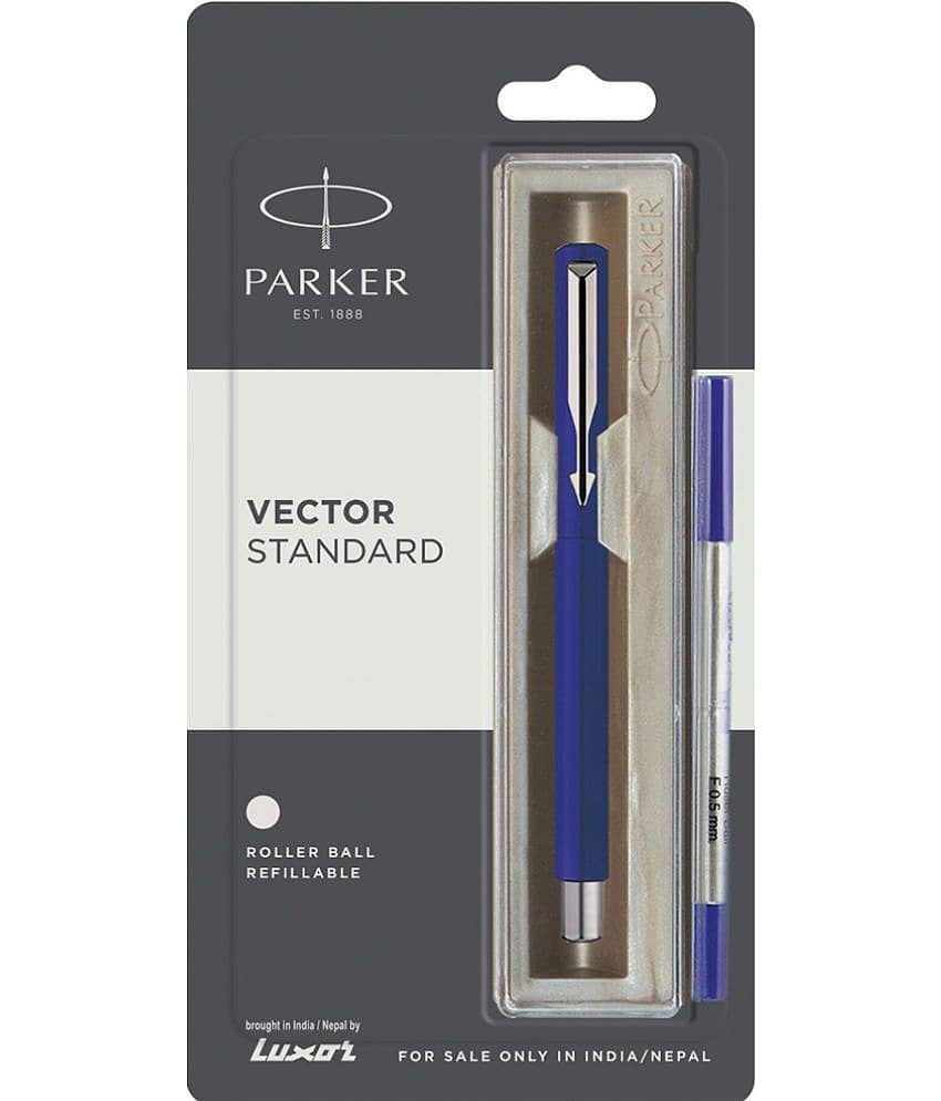 Parker Vector Standard Chrome Trim Blue Body Color Roller Ball Pen view 2