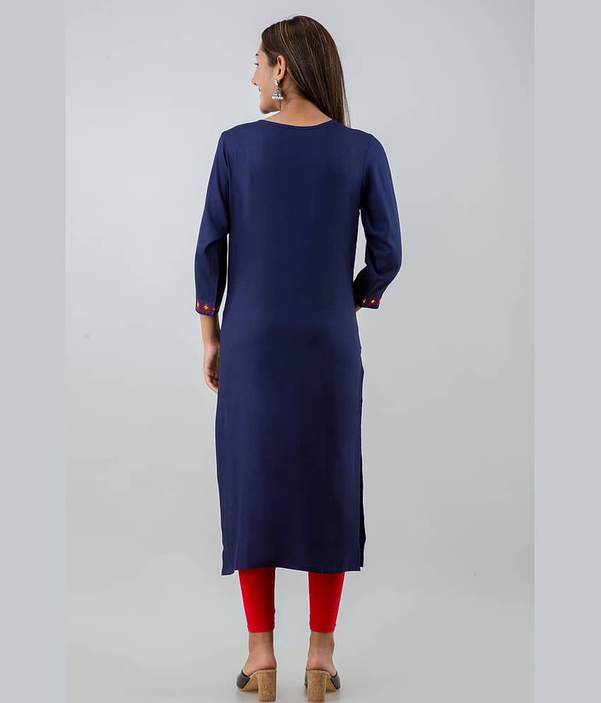 Lee Moda - Blue Rayon Women's Straight Kurti view 2