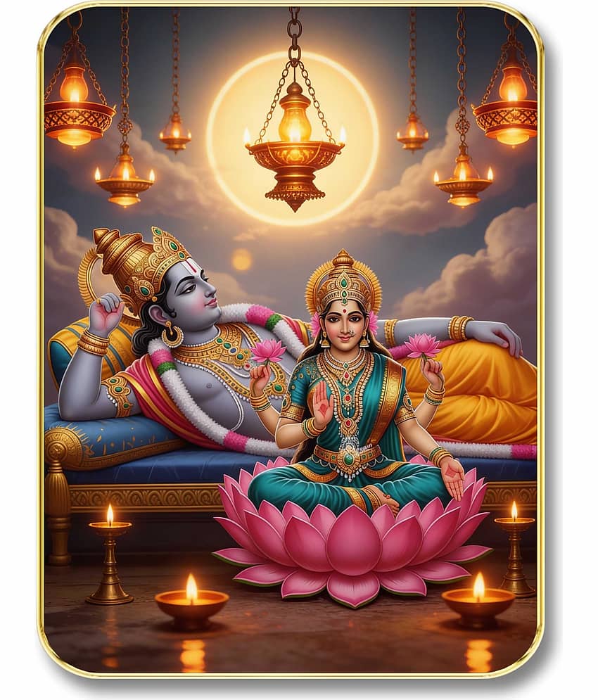Livin'luxe Vishnu Lakshmi MDF Religious Wall Art with Table Top Stand & Wall Hanging