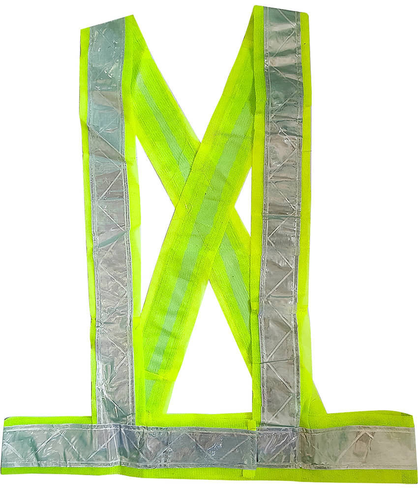 "High Reflective Cross Belt High Visibility Safety Jacket ( PACK OF 5)(GREEN) Green Safety Jacket view 2