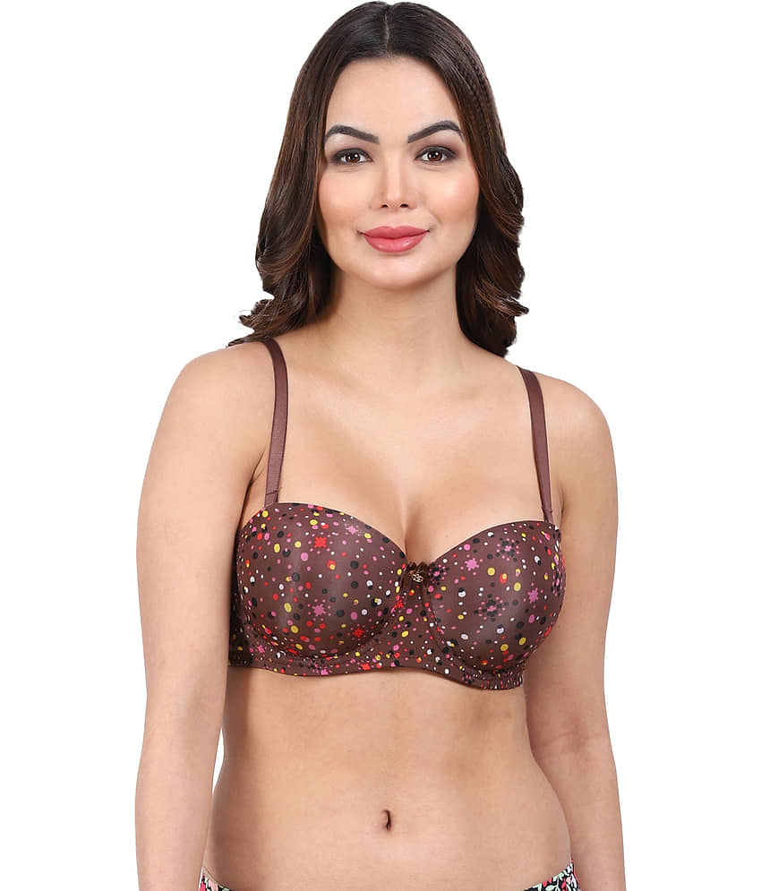 AMOUR SECRET Pack of 1 Nylon Lightly Padded T-Shirt Bra For Women ( Brown )