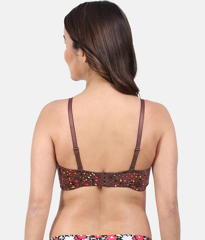 AMOUR SECRET Pack of 1 Nylon Lightly Padded T-Shirt Bra For Women ( Brown ) view 2