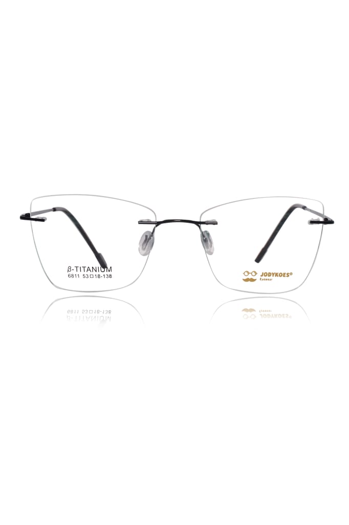 Jodykoes Rimless Cat Eye Spectacle Frame for Men & Women | Frameless Eyeglasses with Lightweight Metal | Adjustable Nose Pads | Office, Professional & Daily Wear view 2