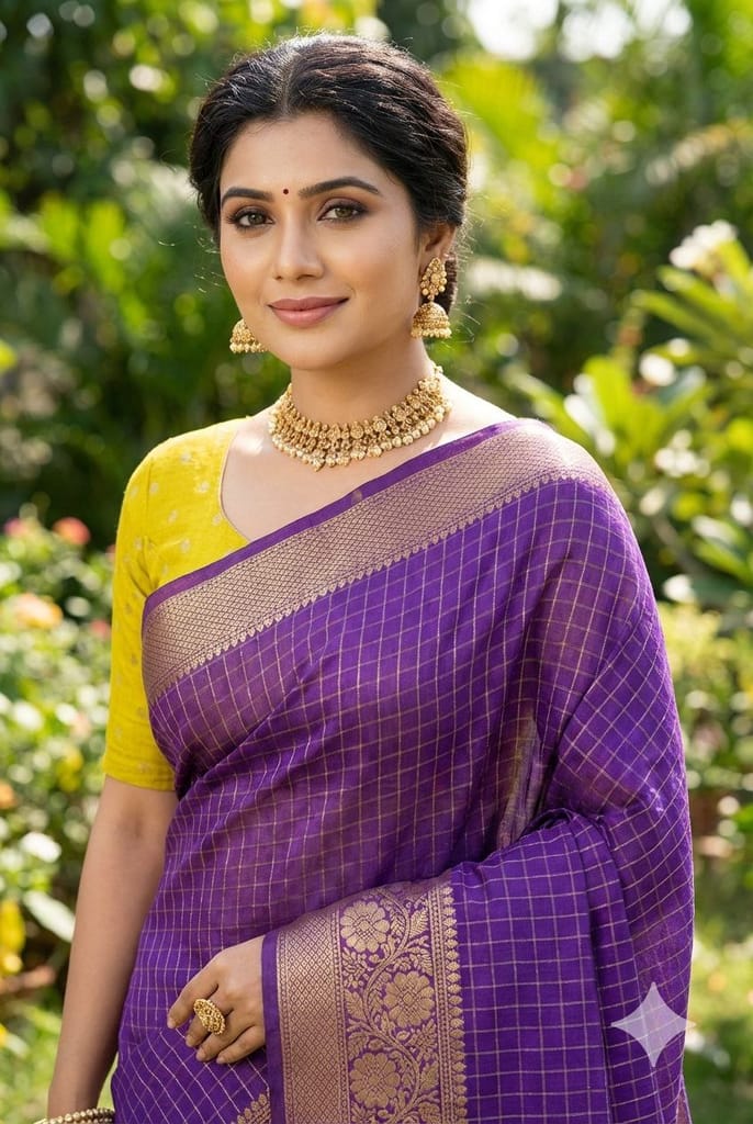 Purple Dola Silk Jacquard Saree