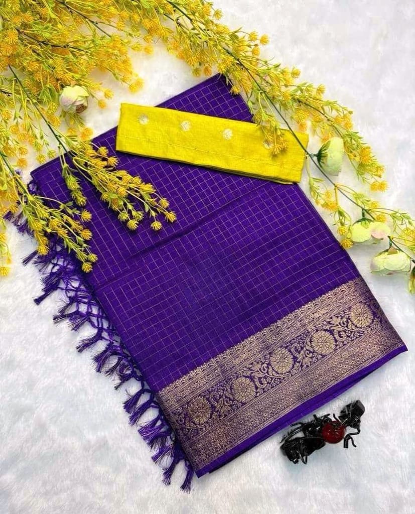 Purple Dola Silk Jacquard Saree view 2