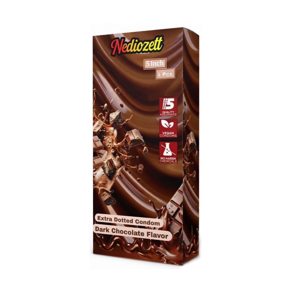 Nediozett Crystal Condom Dark Chocolate Flavor For Long Last Action Silicone Reusable Condom Extra Dotted 5 inch (Pack of 1) view 2